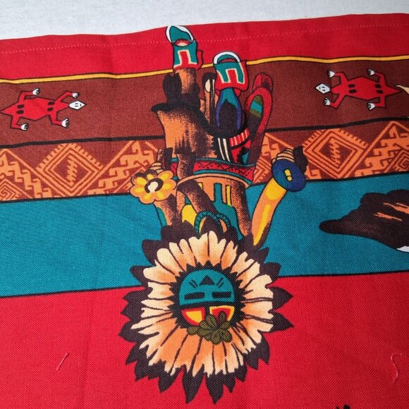 Native American Hopi Kachina Doll Bandana Scarf Red Tribal Homemade Home Decor - Picture 8 of 10